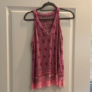 Chic Pink Patterned Sleeveless Tank Top